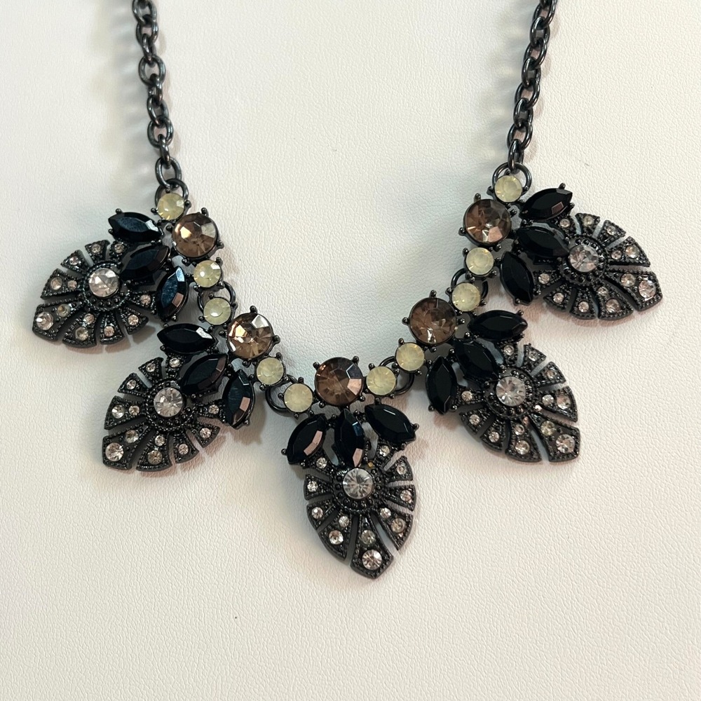 Statement Necklace Rhinestone Bib Necklace Party Jewelry 28 in‎ Black